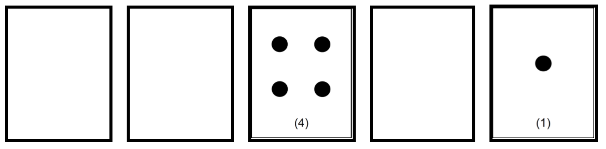 Coding: Blank, Blank, 4 dots, Blank, 1 dot