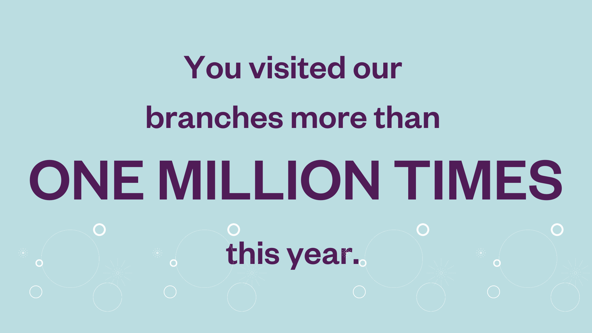 you visited our branches more than one million times this year. 